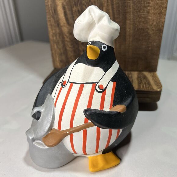 Ceramic Fat Penguin Chef Tiziana Coccia Signed Italy Whimsical Handmade - Picture 1 of 14